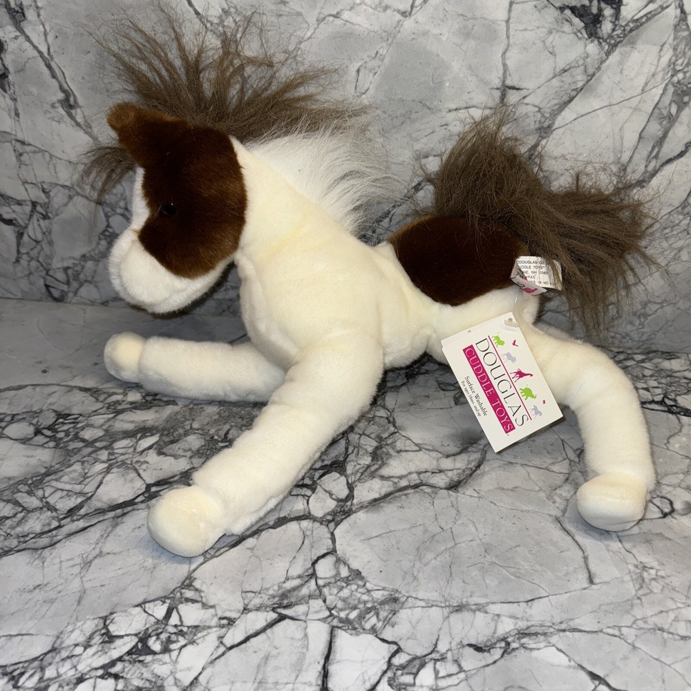 Douglas Cuddle Toy Pony Horse Plush Brown White 16" Stuffed Animal Lovey NEW